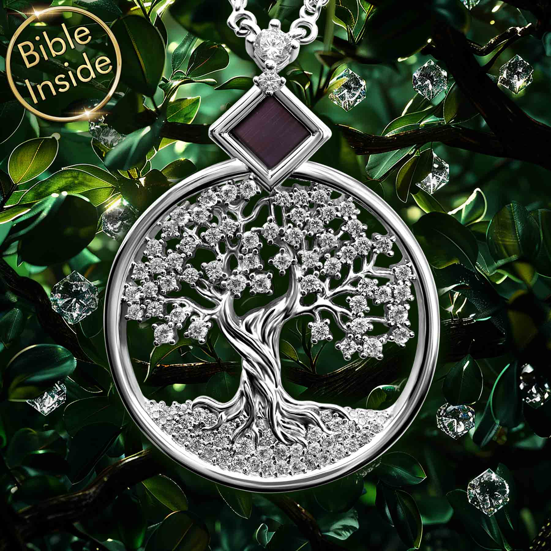 Nano Jewelry Silver Tree of Life Pendant With New Testament Inside